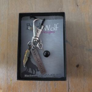 BlackWolf Designs Warrior Queen Keychain with Feather and Bead